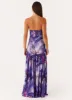Eden Strapless Maxi Dress - Purple White Lilly sold by Peppermayo
