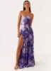Eden Strapless Maxi Dress - Purple White Lilly sold by Peppermayo