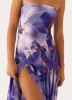 Eden Strapless Maxi Dress - Purple White Lilly sold by Peppermayo
