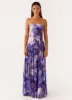 Eden Strapless Maxi Dress - Purple White Lilly sold by Peppermayo