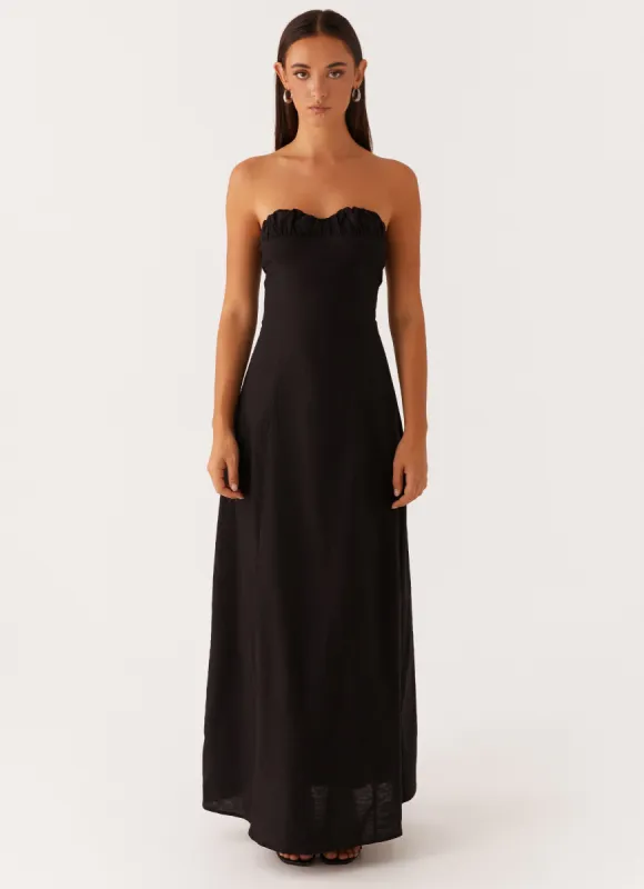 Tayla Linen Maxi Dress - Black sold by Peppermayo