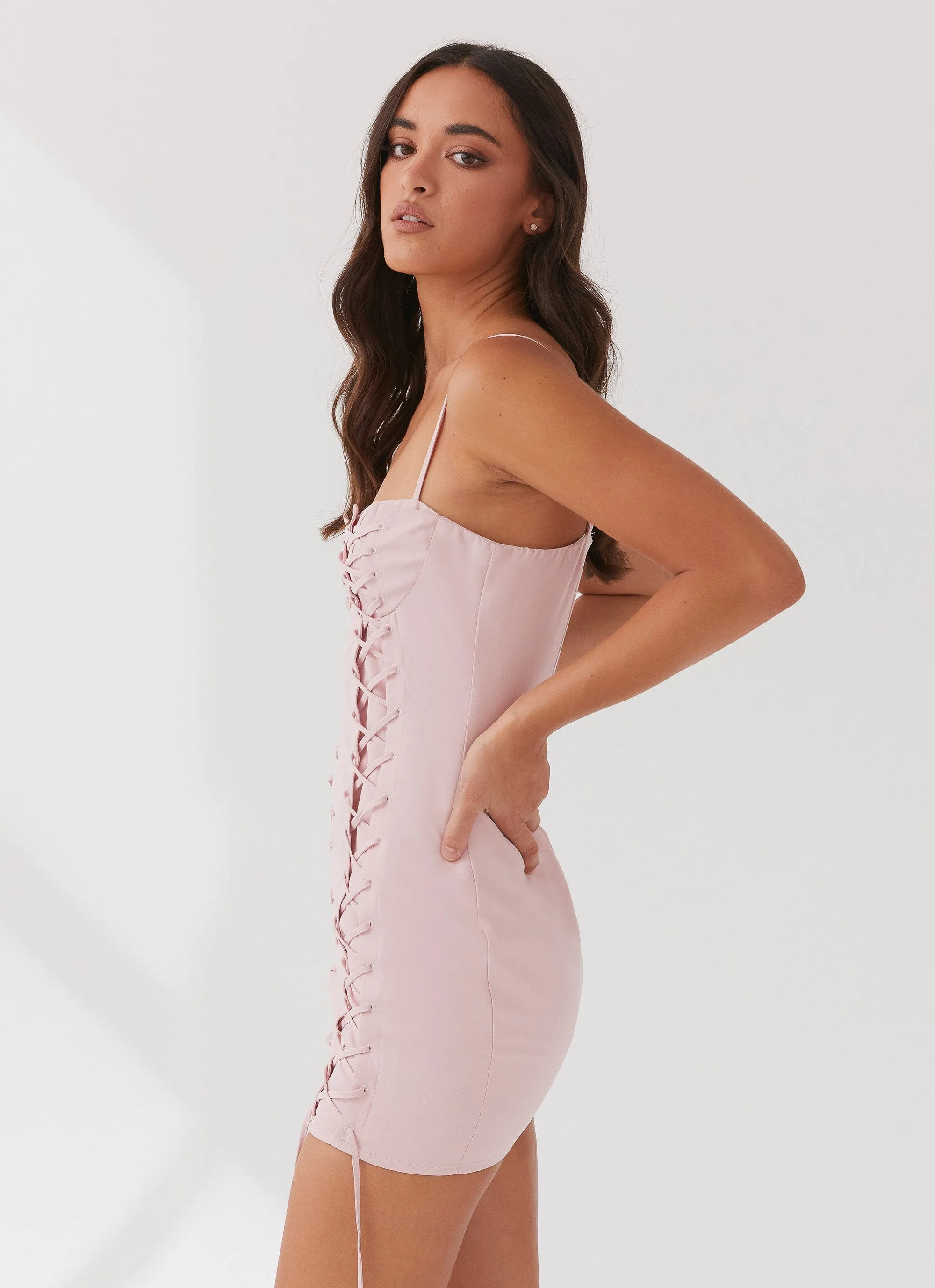 Christina Lace Up Mini Dress - Lavender sold by Peppermayo product image thumbnail 3