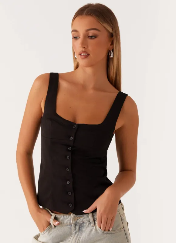 Golden Skies Bustier Panel Top - Black made by Peppermayo