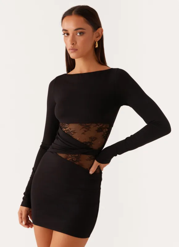 Echo Long Sleeve Mini Dress - Black sold by Peppermayo