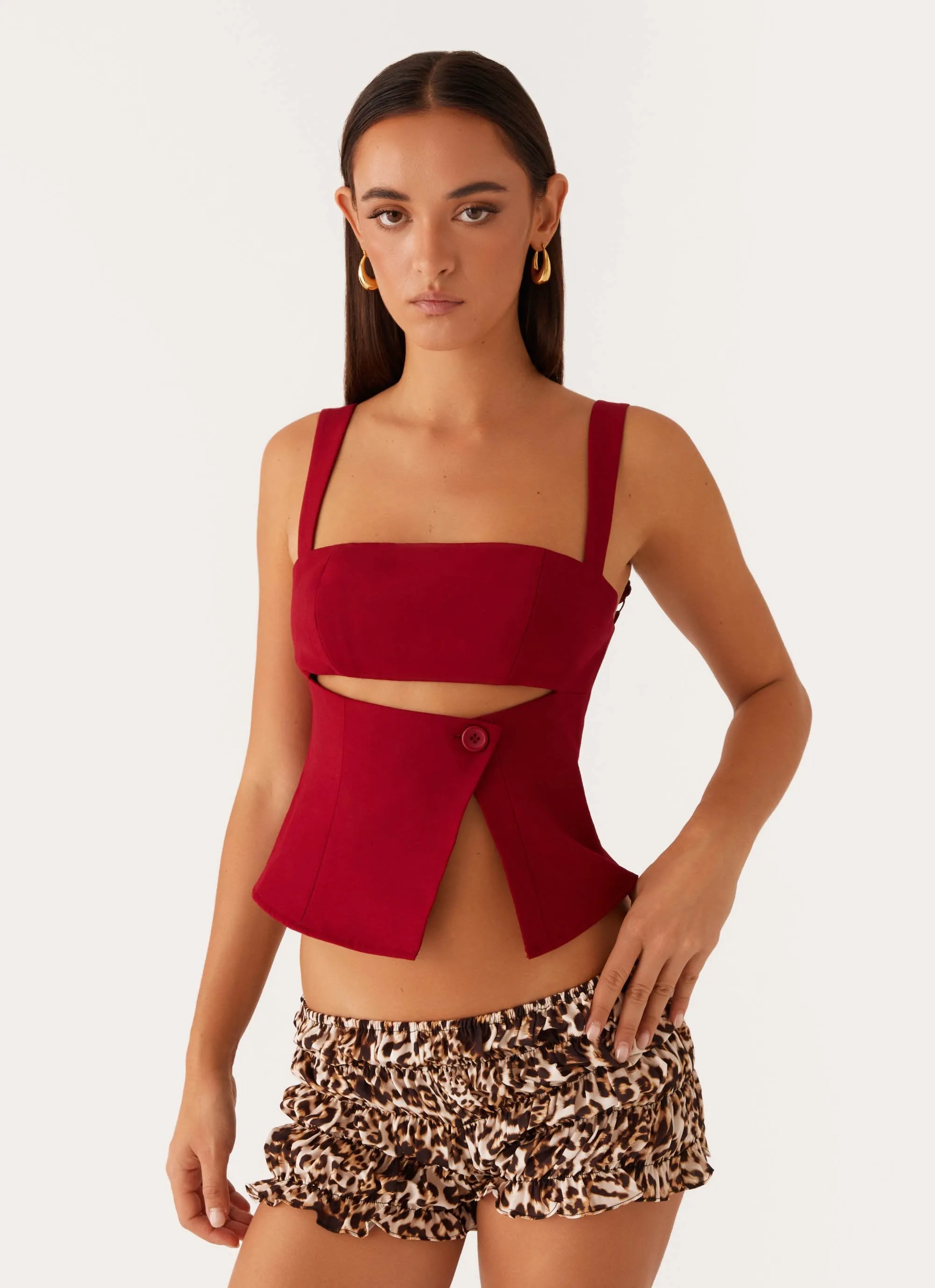 Pia Cut Out Top - Red sold by Peppermayo