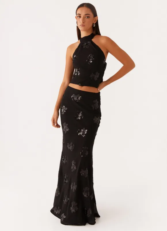 Only Girl Sequin Maxi Skirt - Black sold by Peppermayo