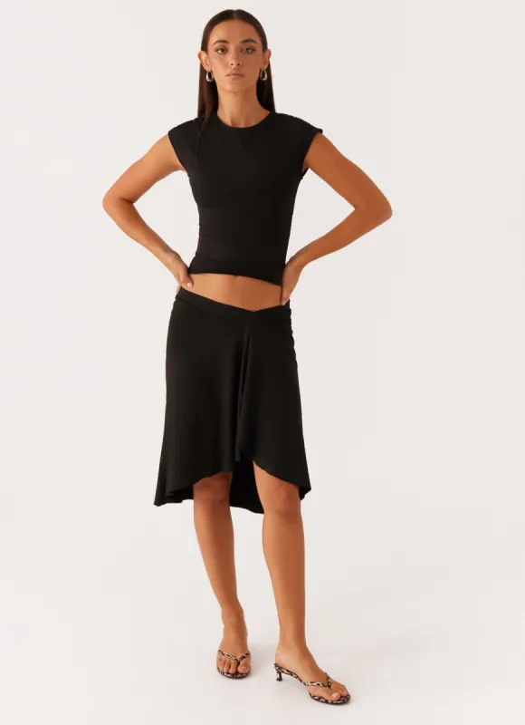 Shes A Lady Midi Skirt - Black sold by Peppermayo