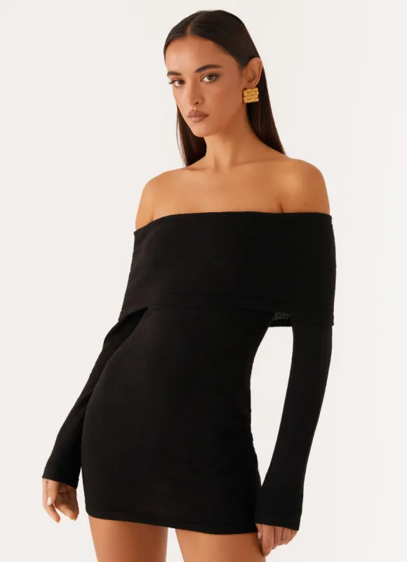 Myla Off Shoulder Mini Dress - Black sold by Peppermayo