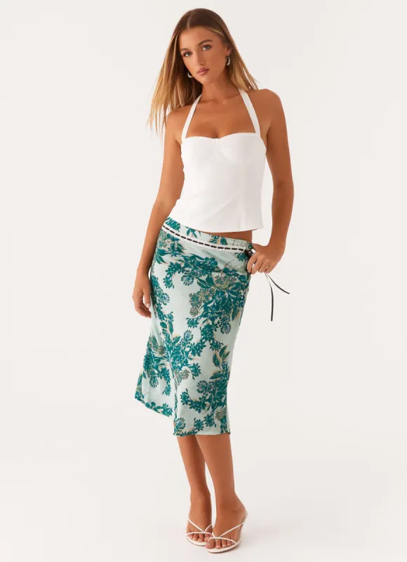 Peony Quartz Midi Skirt - Cloud Nine Floral sold by Peppermayo