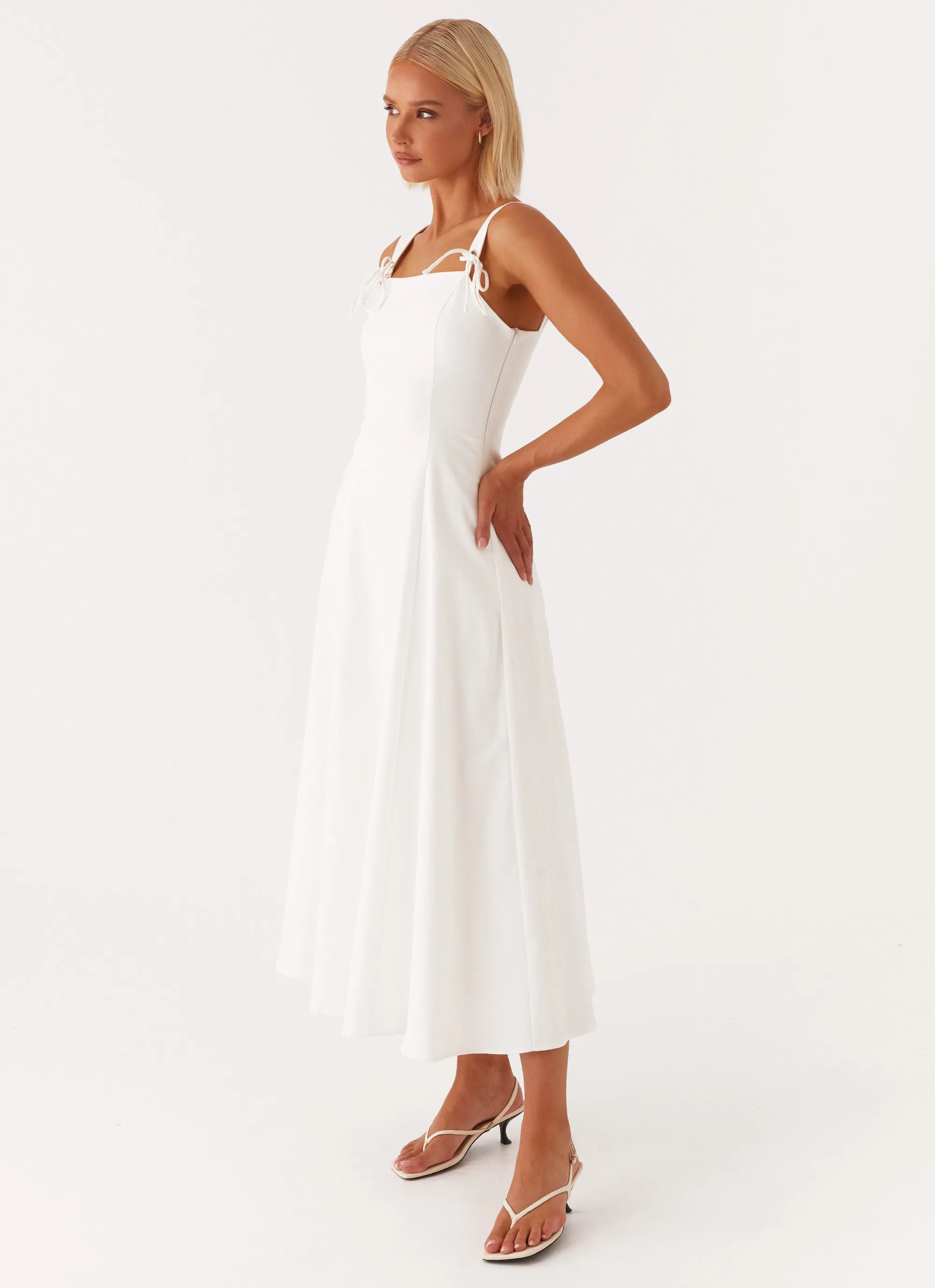 Jamaya Tie Midi Dress - White sold by Peppermayo product image thumbnail 3