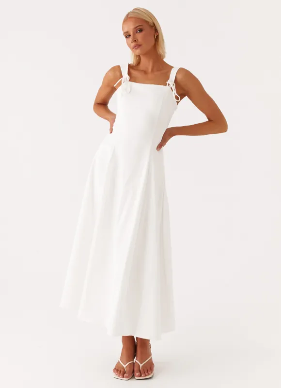 Jamaya Tie Midi Dress - White sold by Peppermayo
