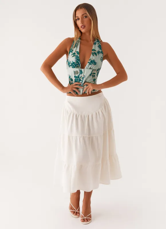 Elodie Midi Skirt - White sold by Peppermayo