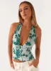Lets Pretend Halterneck Top - Cloud Nine Floral sold by Peppermayo