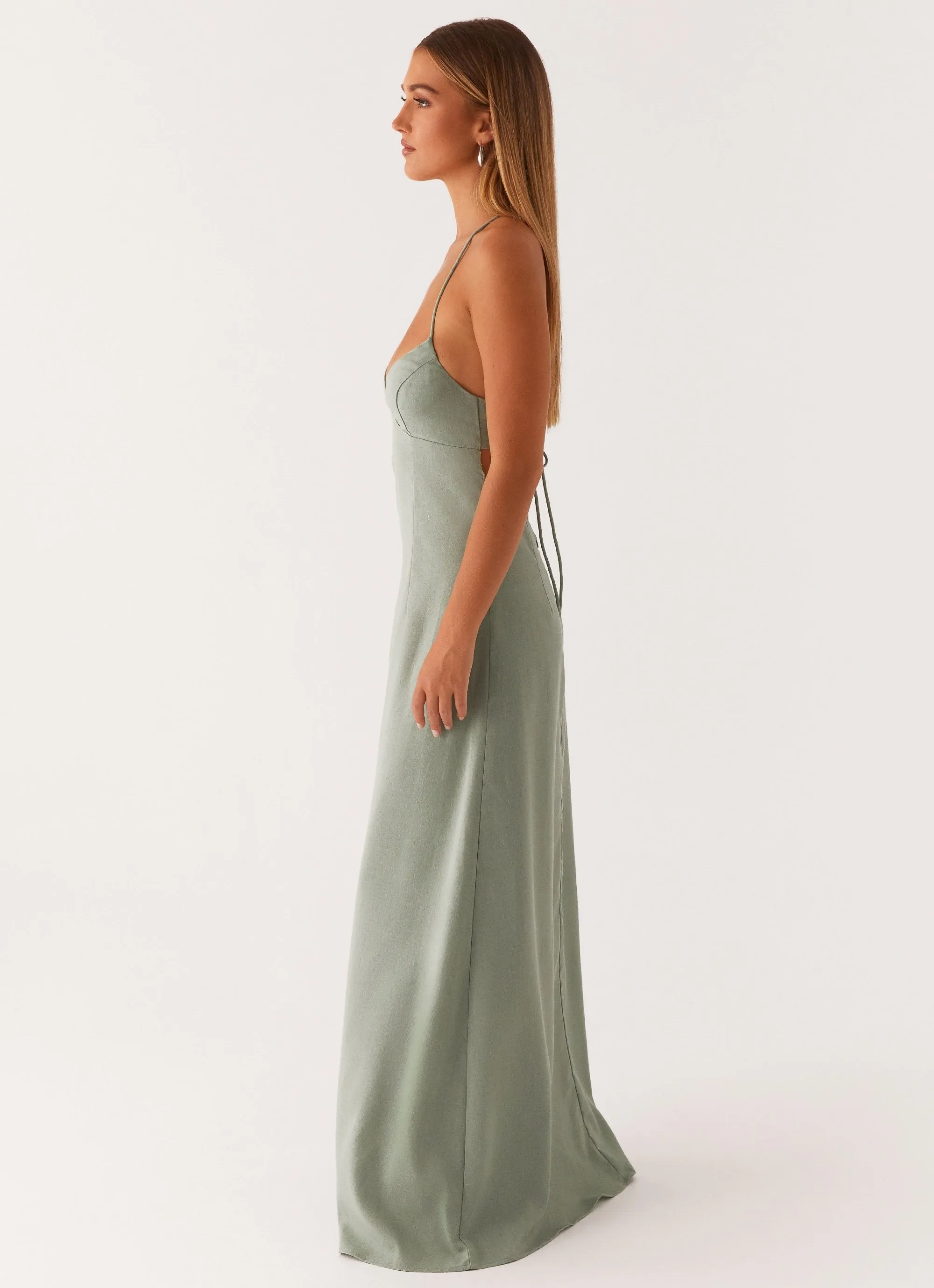 Middle Ground Linen Maxi Dress - Sage sold by Peppermayo product image thumbnail 3