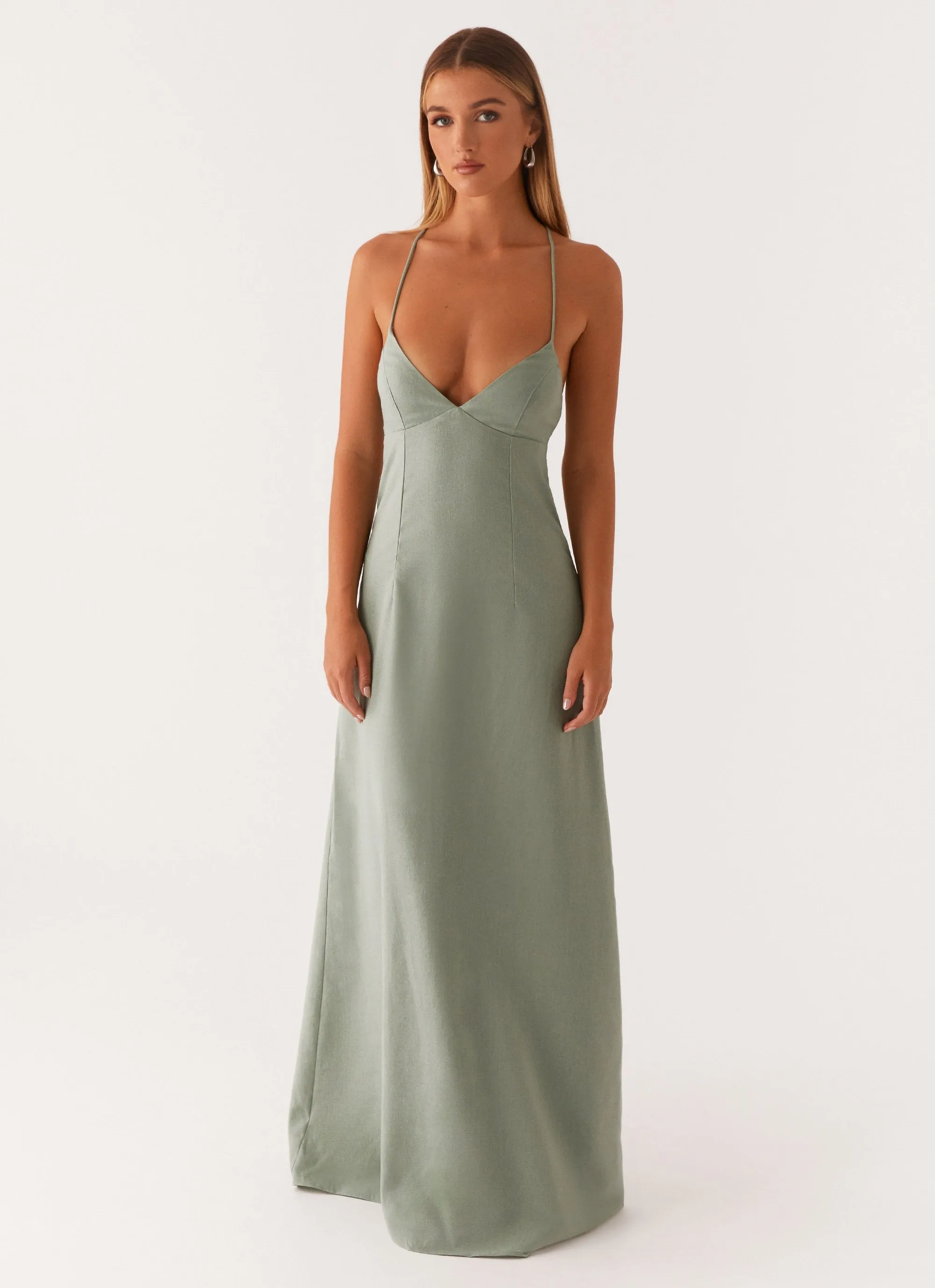 Middle Ground Linen Maxi Dress - Sage sold by Peppermayo product image thumbnail 2