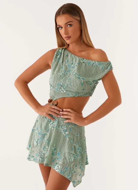 Aletta Sequin Mini Dress - Mint sold by Peppermayo