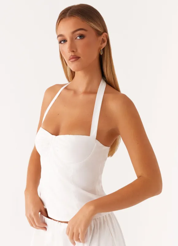 Cheryl Bustier Halter Top - White sold by Peppermayo