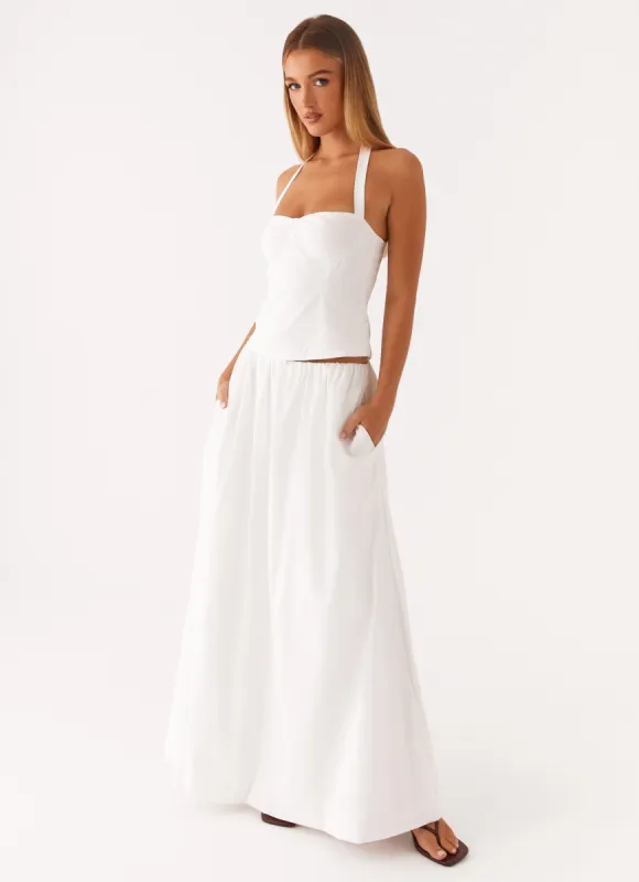 Cheryl Maxi Skirt - White sold by Peppermayo