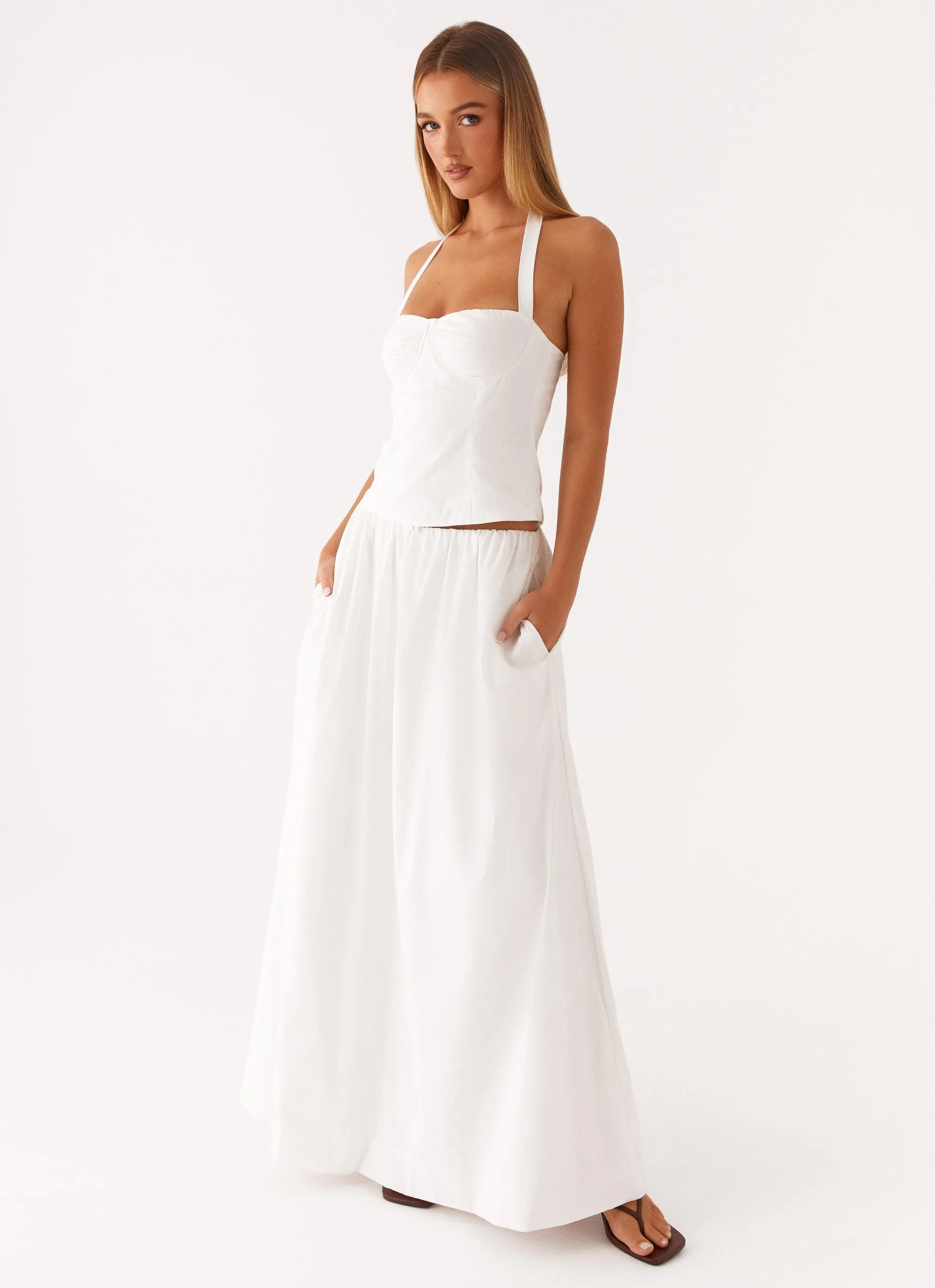 Cheryl Maxi Skirt - White sold by Peppermayo