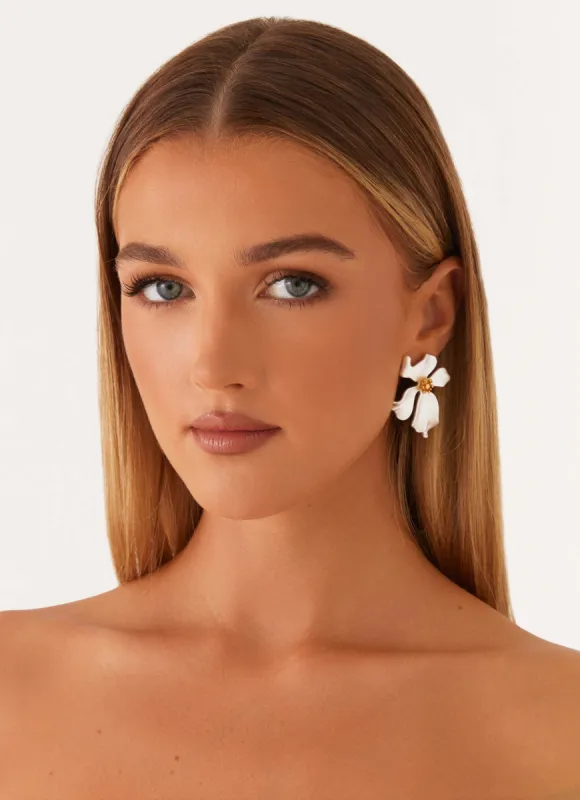 Avery Earrings - Pearl sold by Peppermayo