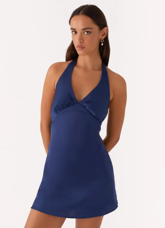 Heavy Hearted Mini Dress - Navy sold by Peppermayo