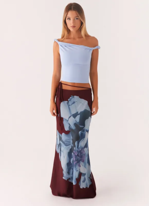 Michelle Maxi Skirt - Maroon Print sold by Peppermayo