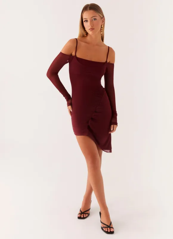 Sascha Mini Dress - Maroon made by Peppermayo