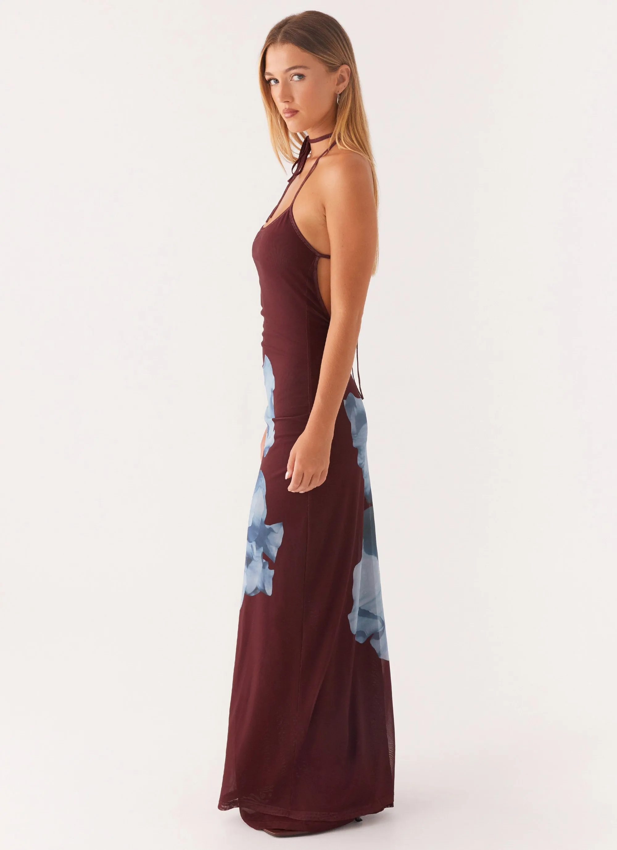 Dayana Halterneck Maxi Dress - Maroon Print sold by Peppermayo product image thumbnail 3