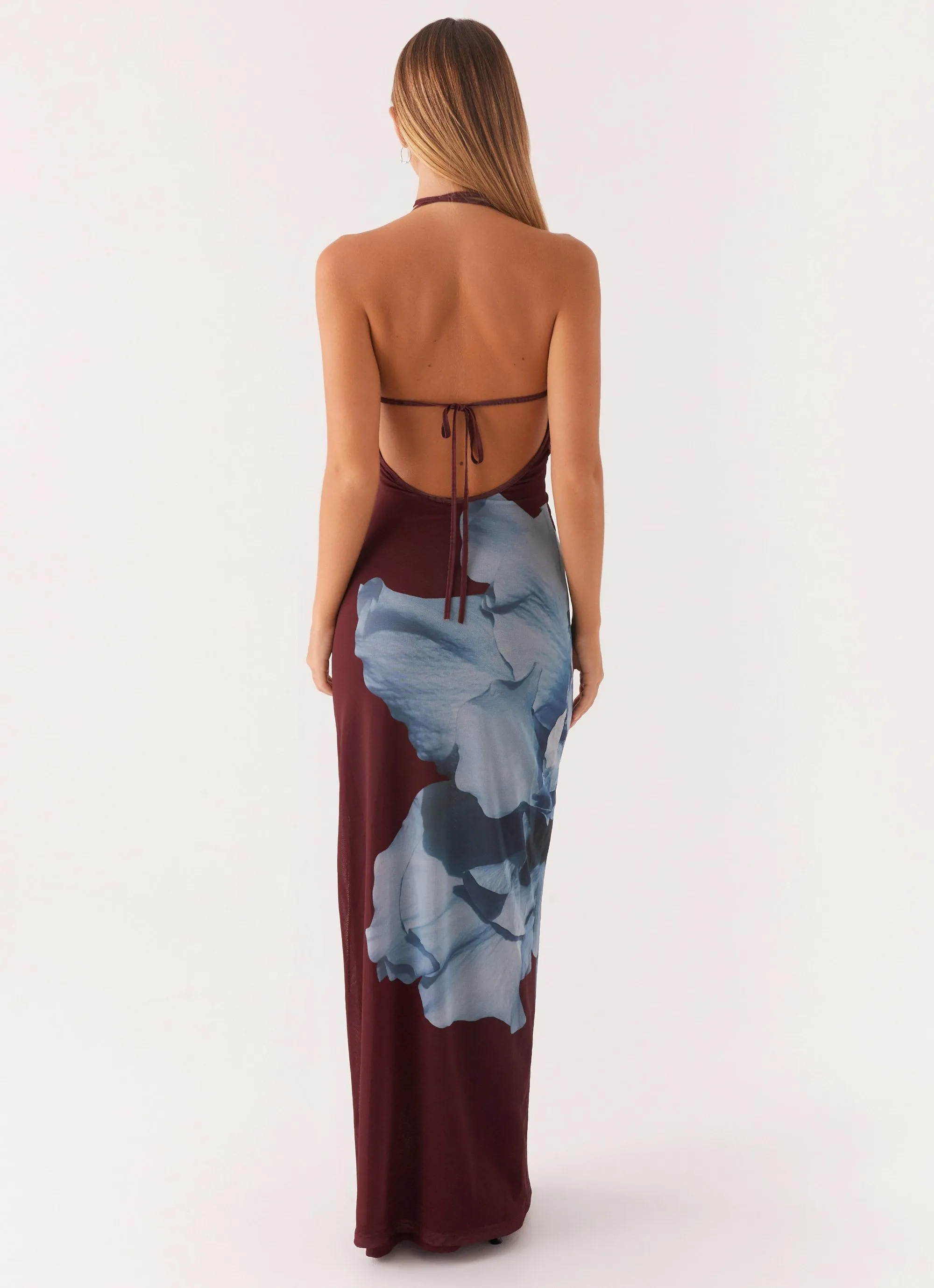 Dayana Halterneck Maxi Dress - Maroon Print sold by Peppermayo product image thumbnail 4