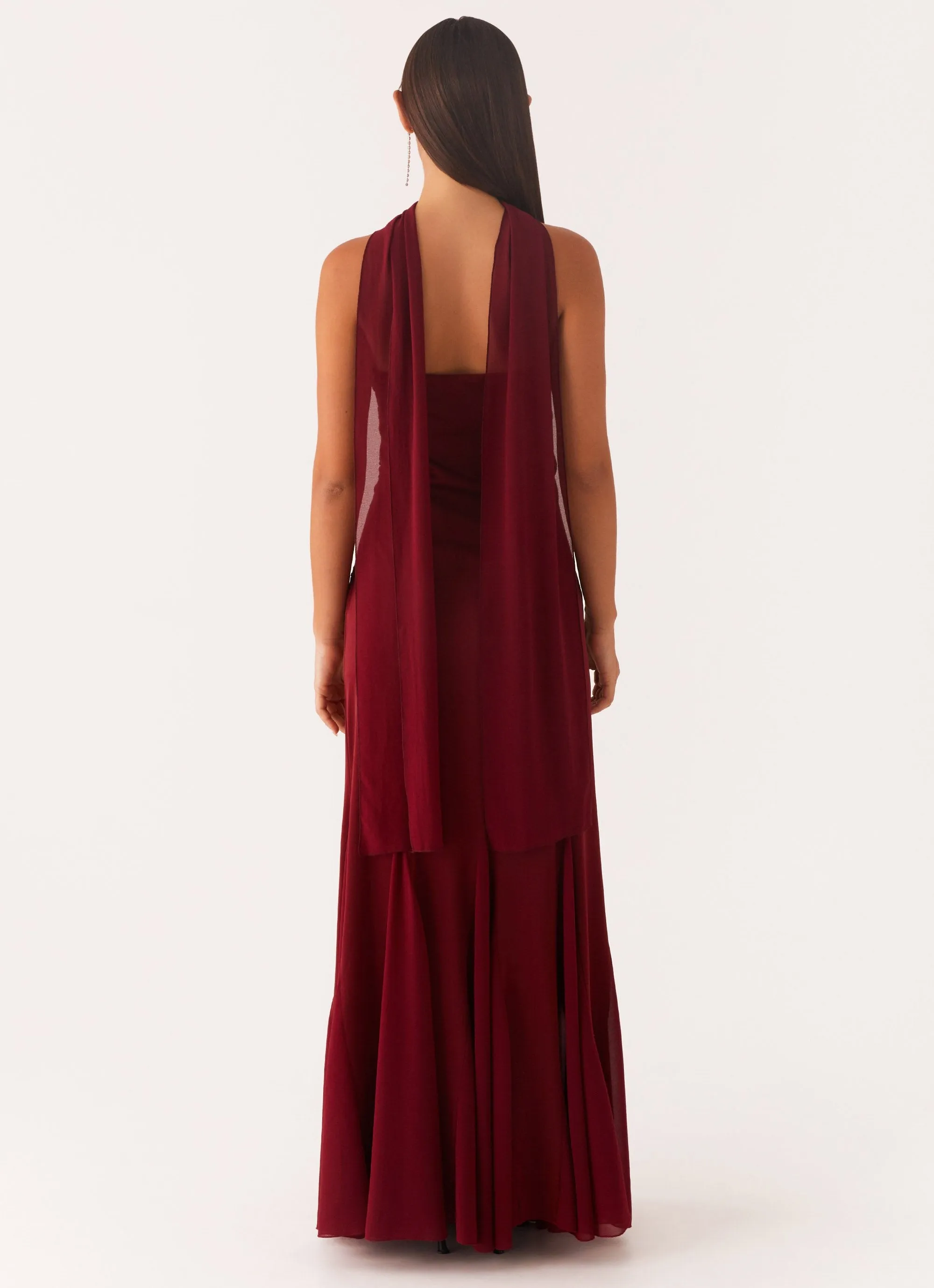 Melrose Satin Chiffon Maxi Dress - Deep Red sold by Peppermayo product image thumbnail 4