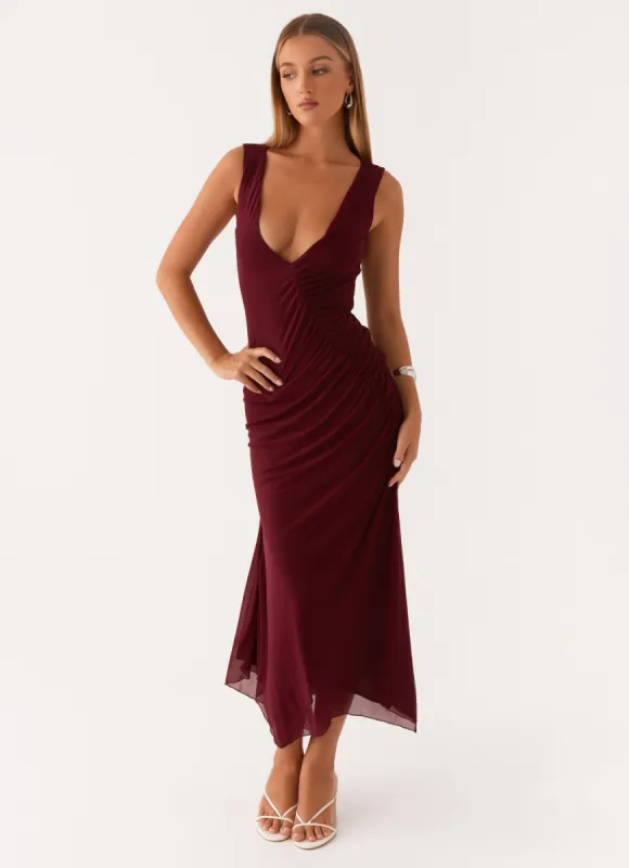 Murphy Maxi Dress - Deep Maroon sold by Peppermayo