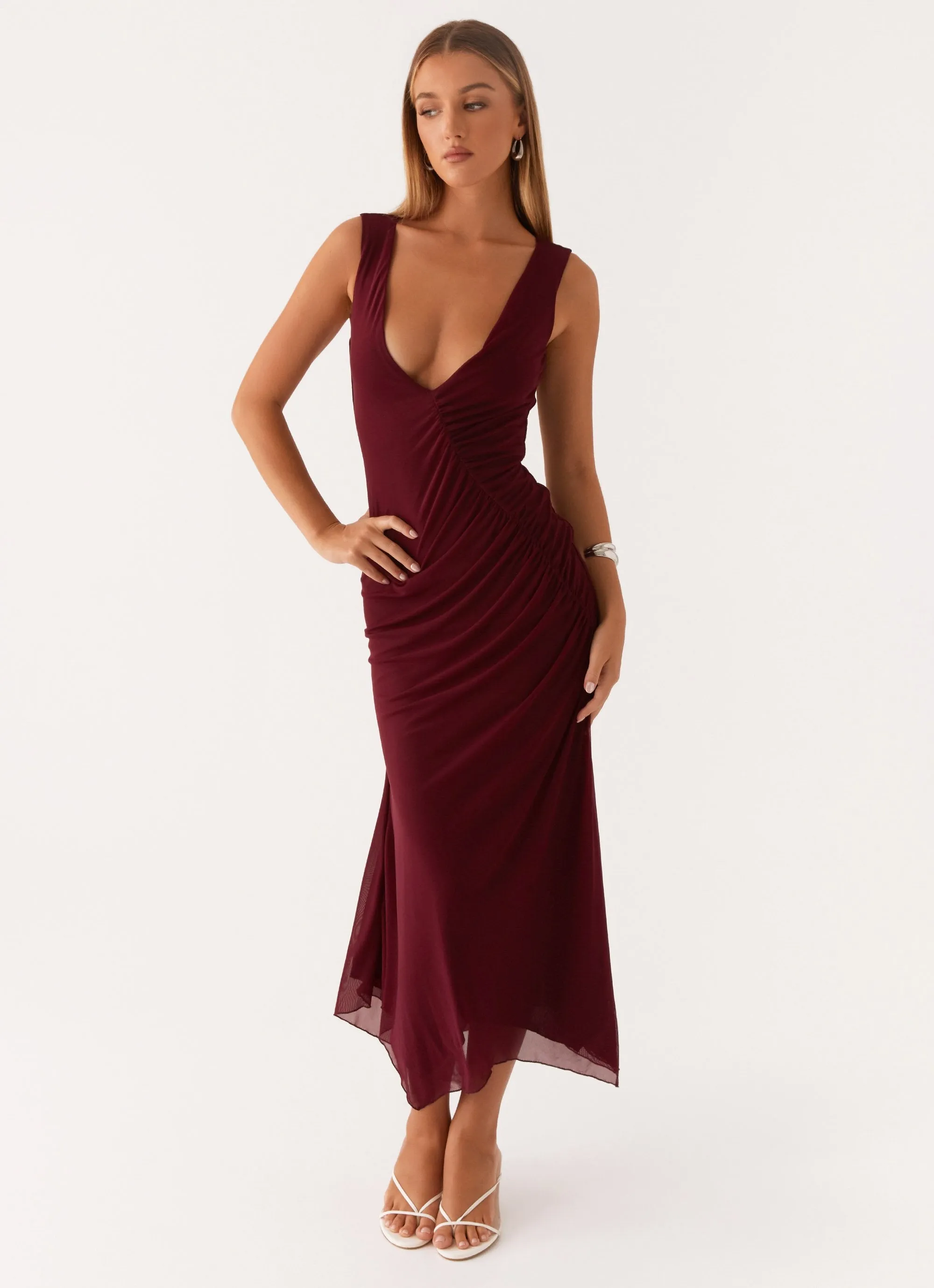 Murphy Maxi Dress - Deep Maroon sold by Peppermayo