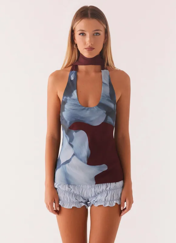 Catarina Halter Top - Maroon Print sold by Peppermayo