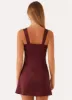 Odette Satin Mini Dress - Burgundy sold by Peppermayo