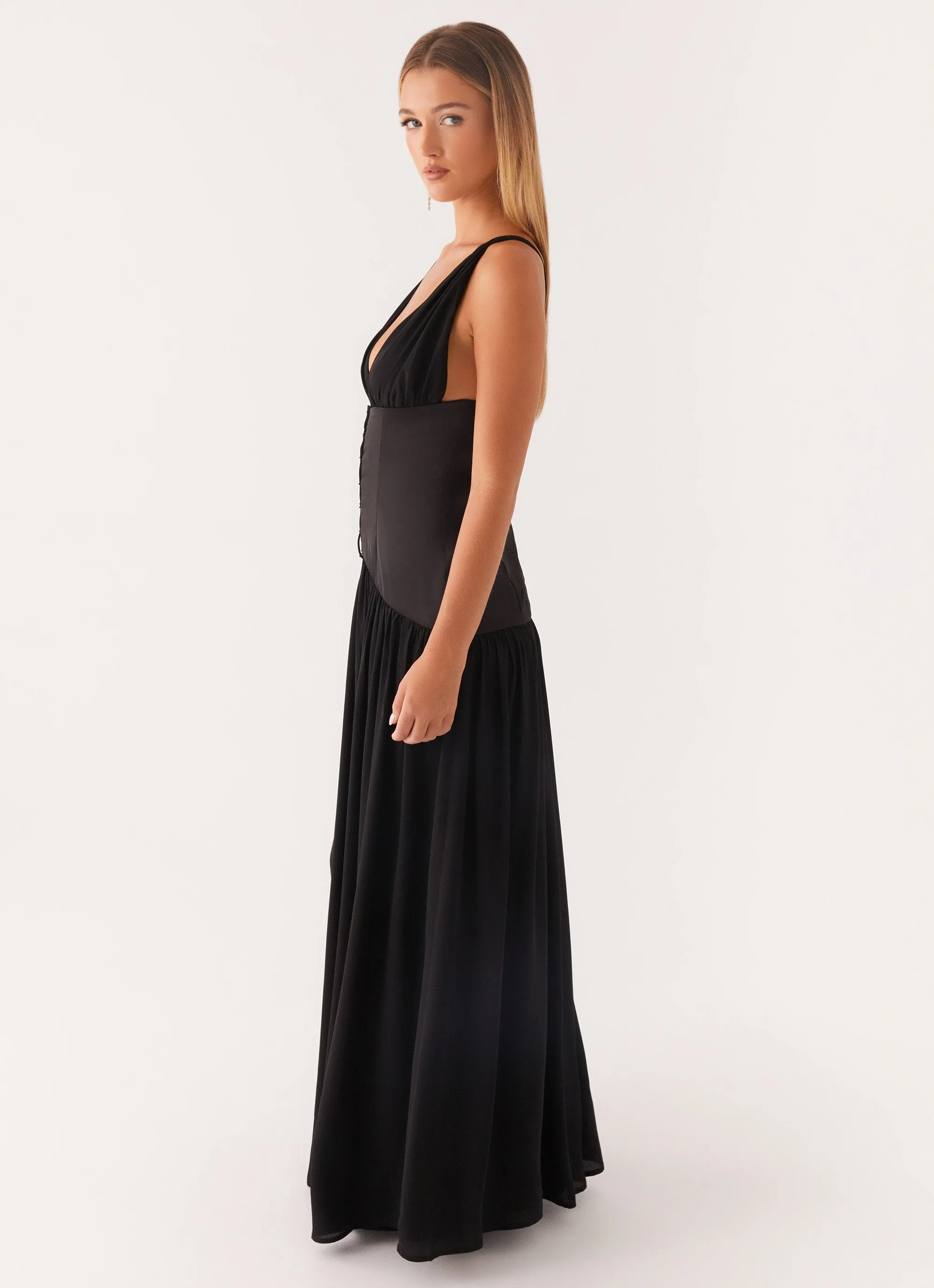 Dafina Satin Maxi Dress - Black sold by Peppermayo product image thumbnail 2