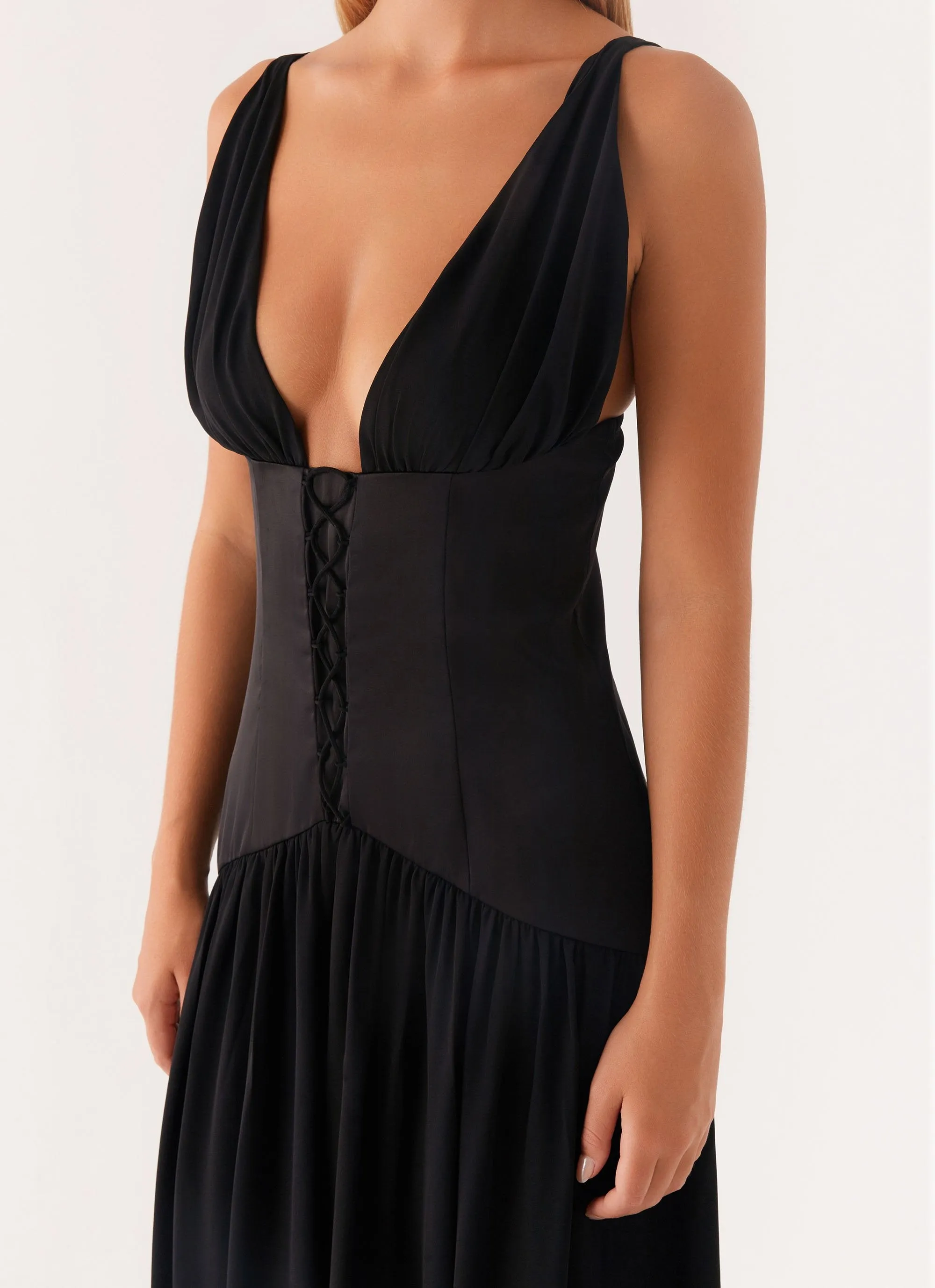 Dafina Satin Maxi Dress - Black sold by Peppermayo product image thumbnail 4