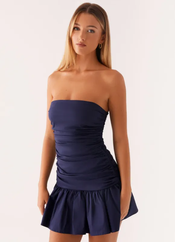 Carmel Mini Dress - Navy sold by Peppermayo