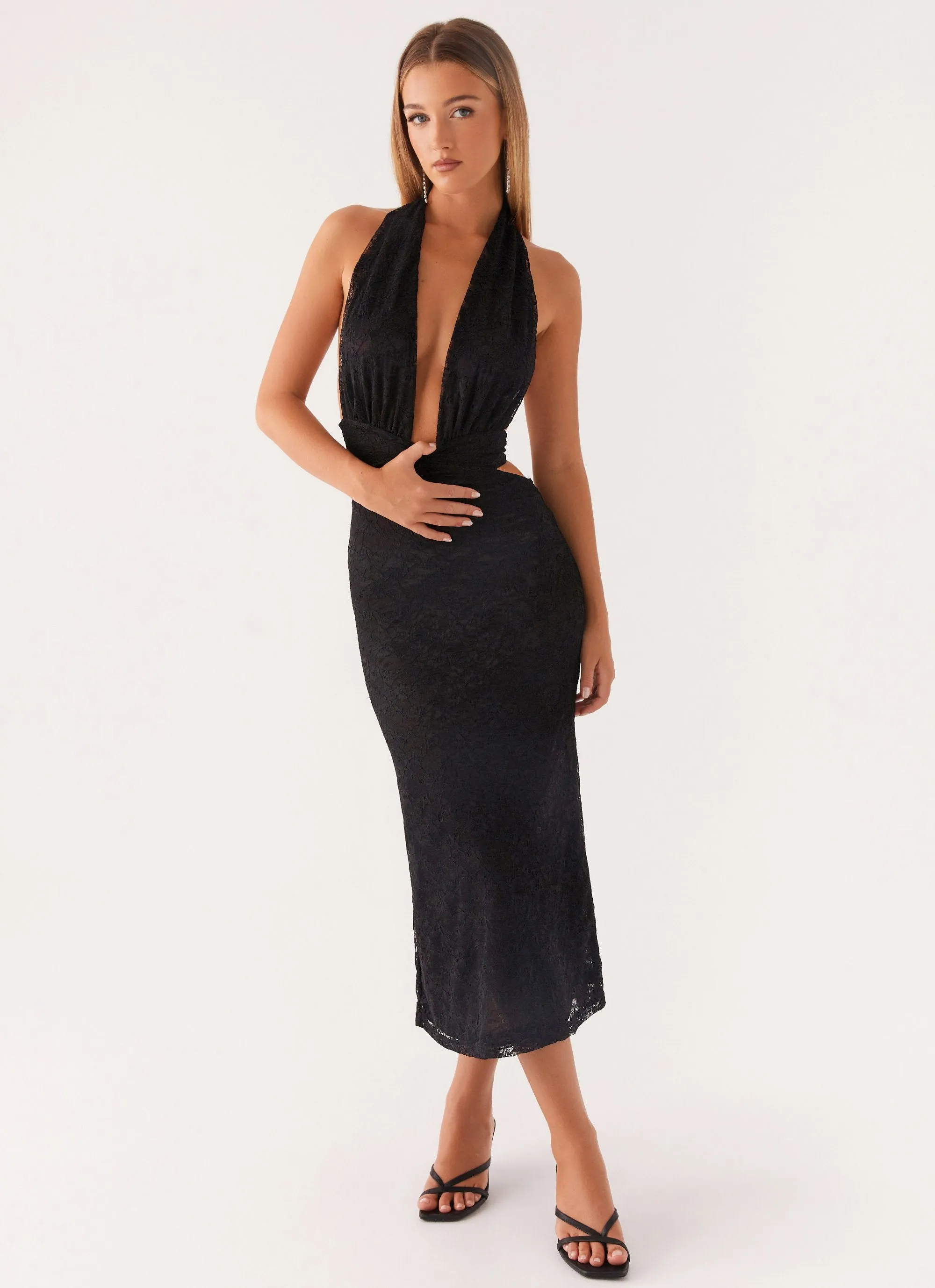 Charismatic Lace Midi Dress - Black sold by Peppermayo