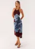 Brinley Halterneck Midi Dress - Maroon Print sold by Peppermayo