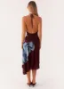 Brinley Halterneck Midi Dress - Maroon Print sold by Peppermayo