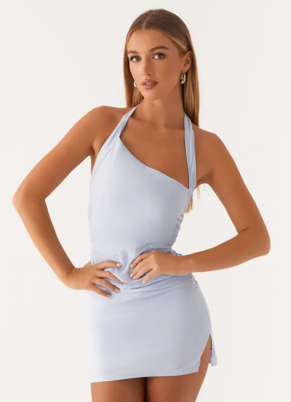 Annalissa Linen Mini Dress - Blue sold by Peppermayo