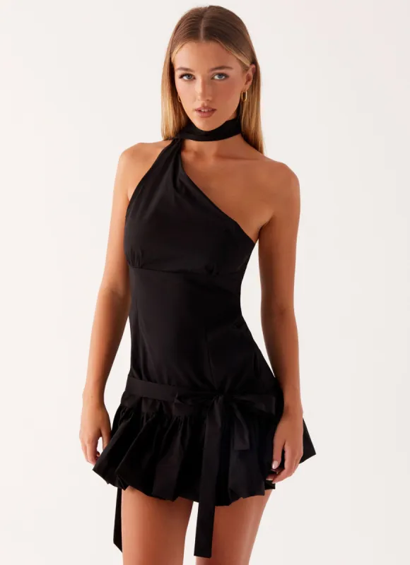 Belina Scarf Mini Dress - Black sold by Peppermayo