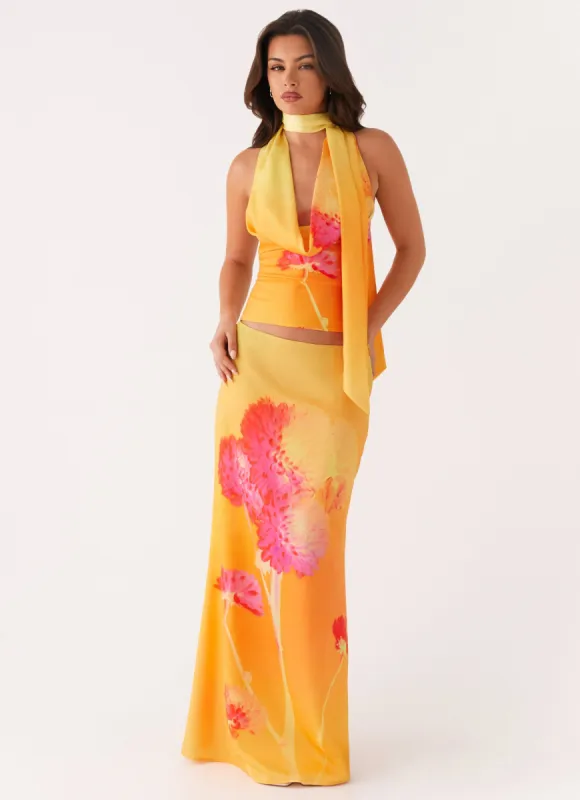 Marrakesh Maxi Skirt - Orange Floral sold by Peppermayo