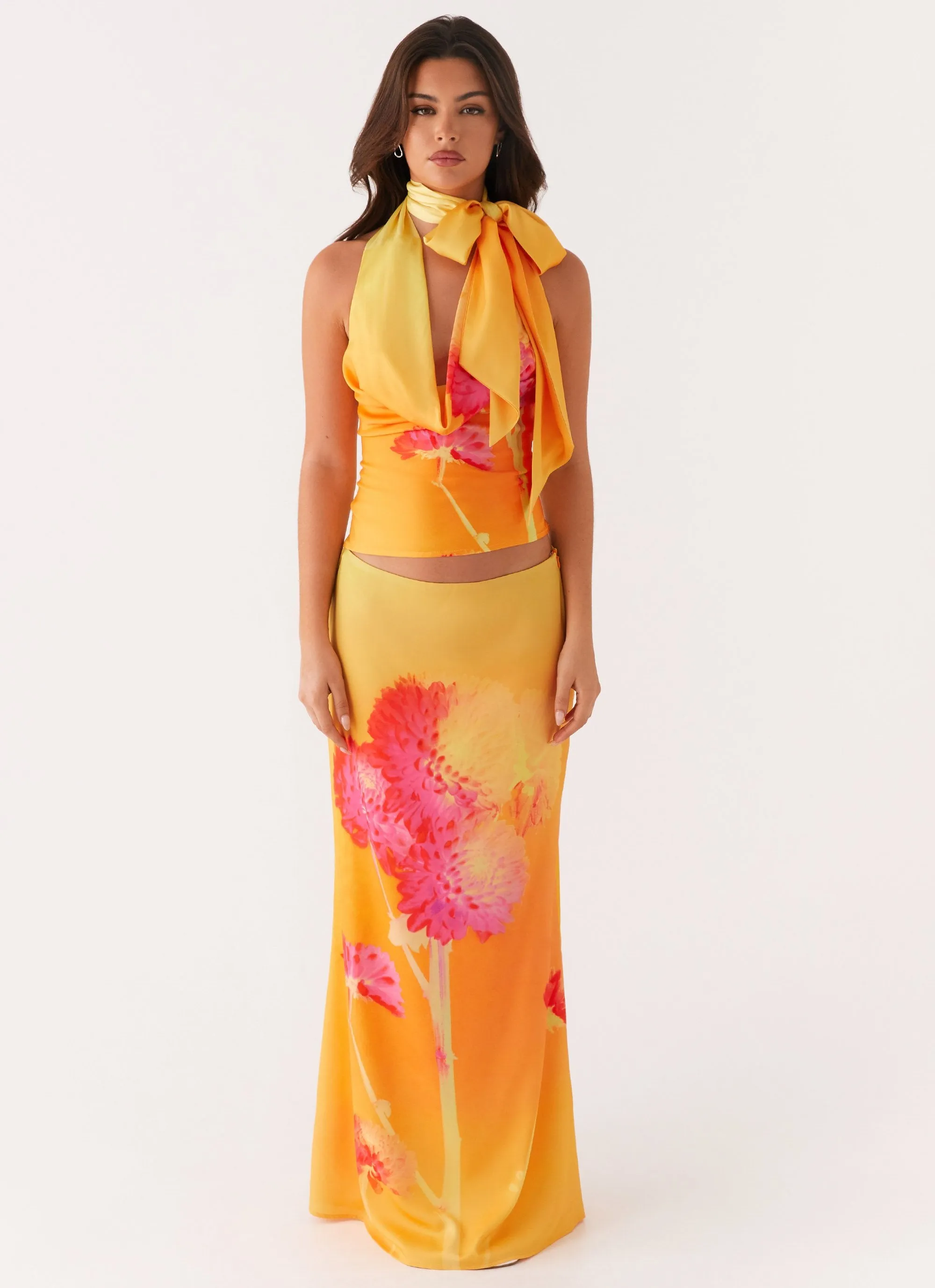 Marrakesh Maxi Skirt - Orange Floral sold by Peppermayo product image thumbnail 2