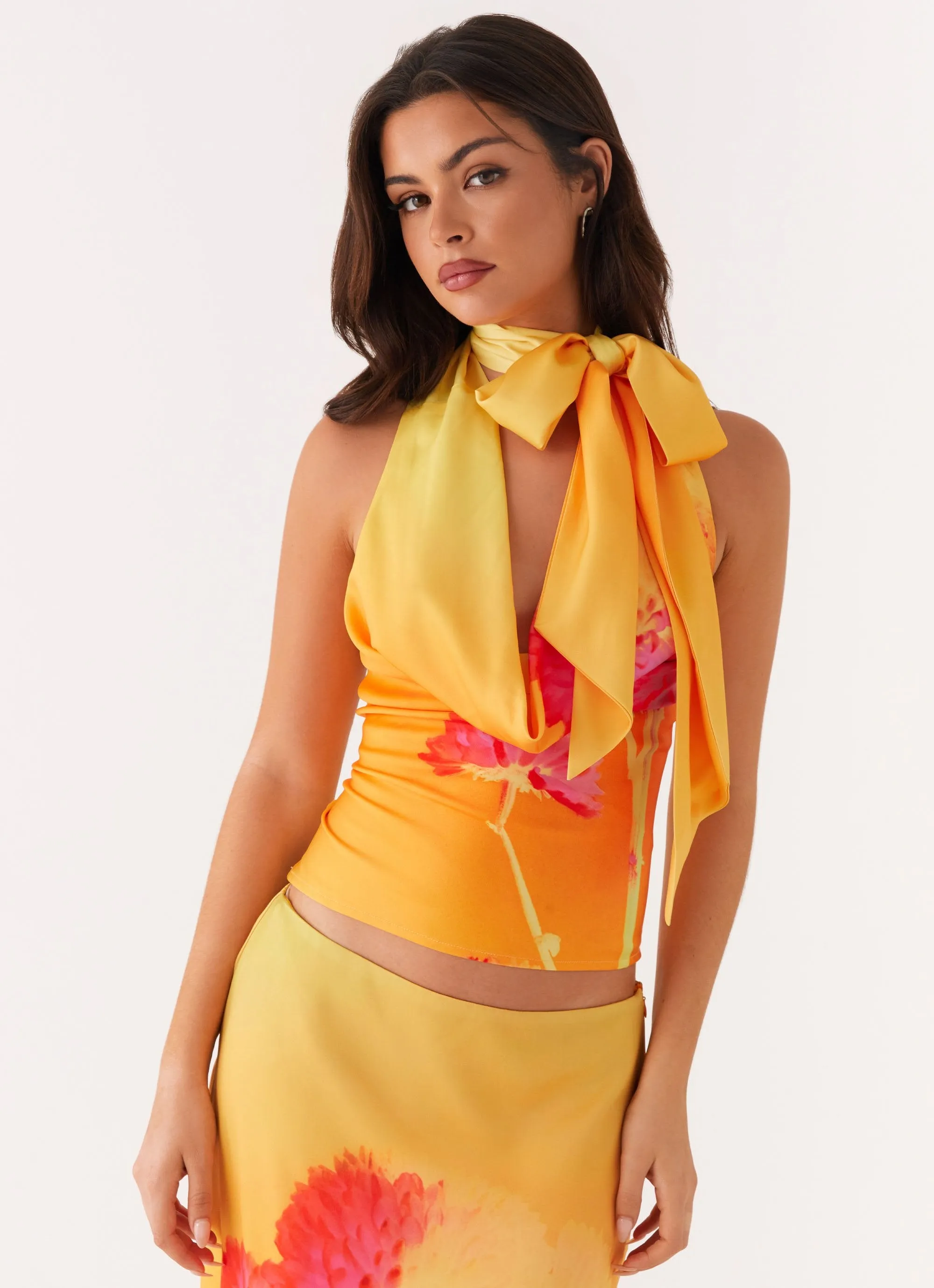 Nala Top - Orange Floral sold by Peppermayo