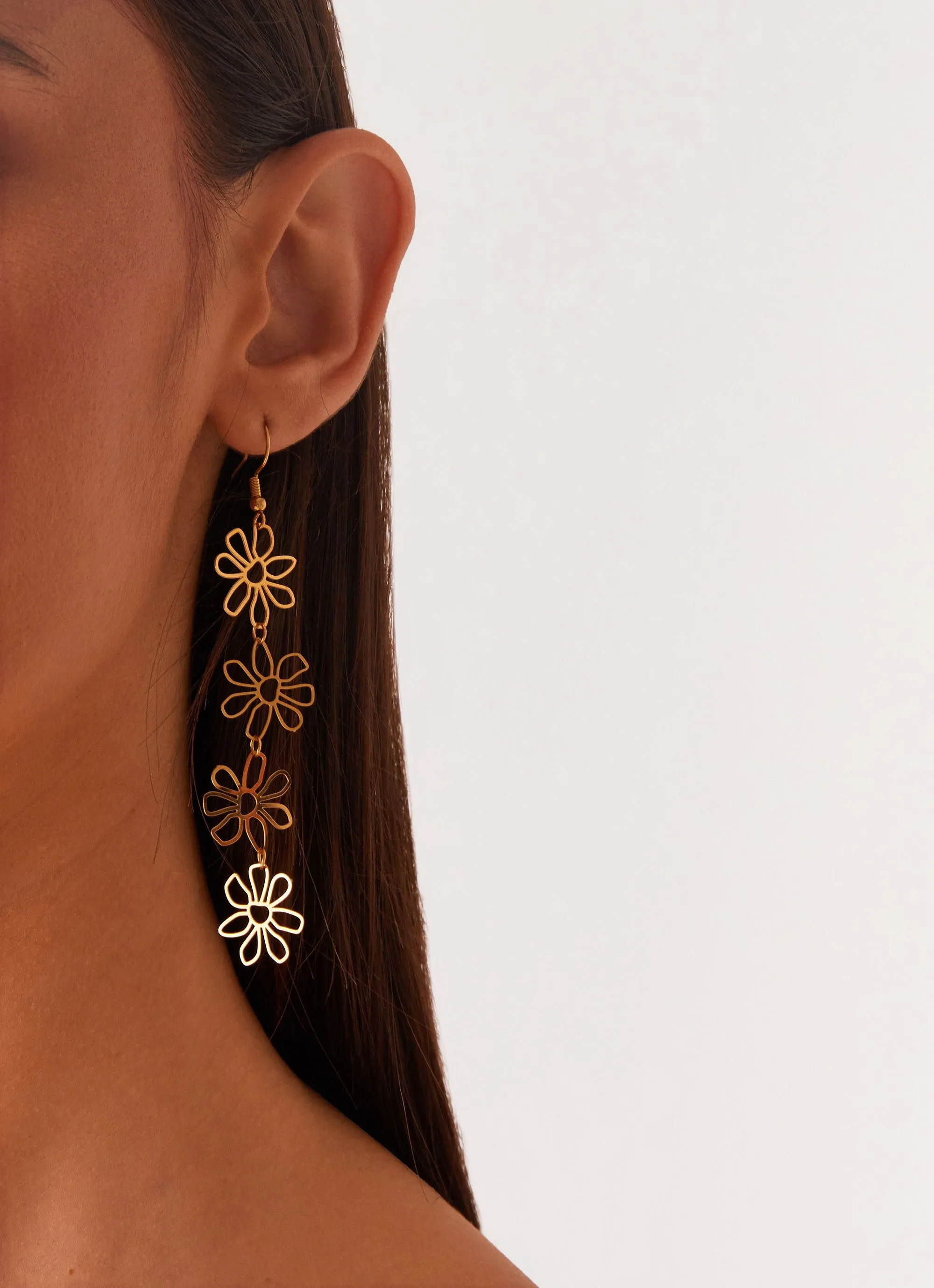 Gardenia Flower Earrings - Gold sold by Peppermayo product image thumbnail 3