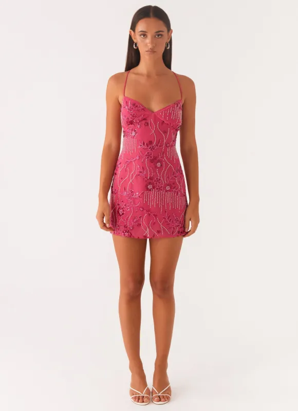 Vietta Sequin Cami Mini Dress - Fuchsia sold by Peppermayo