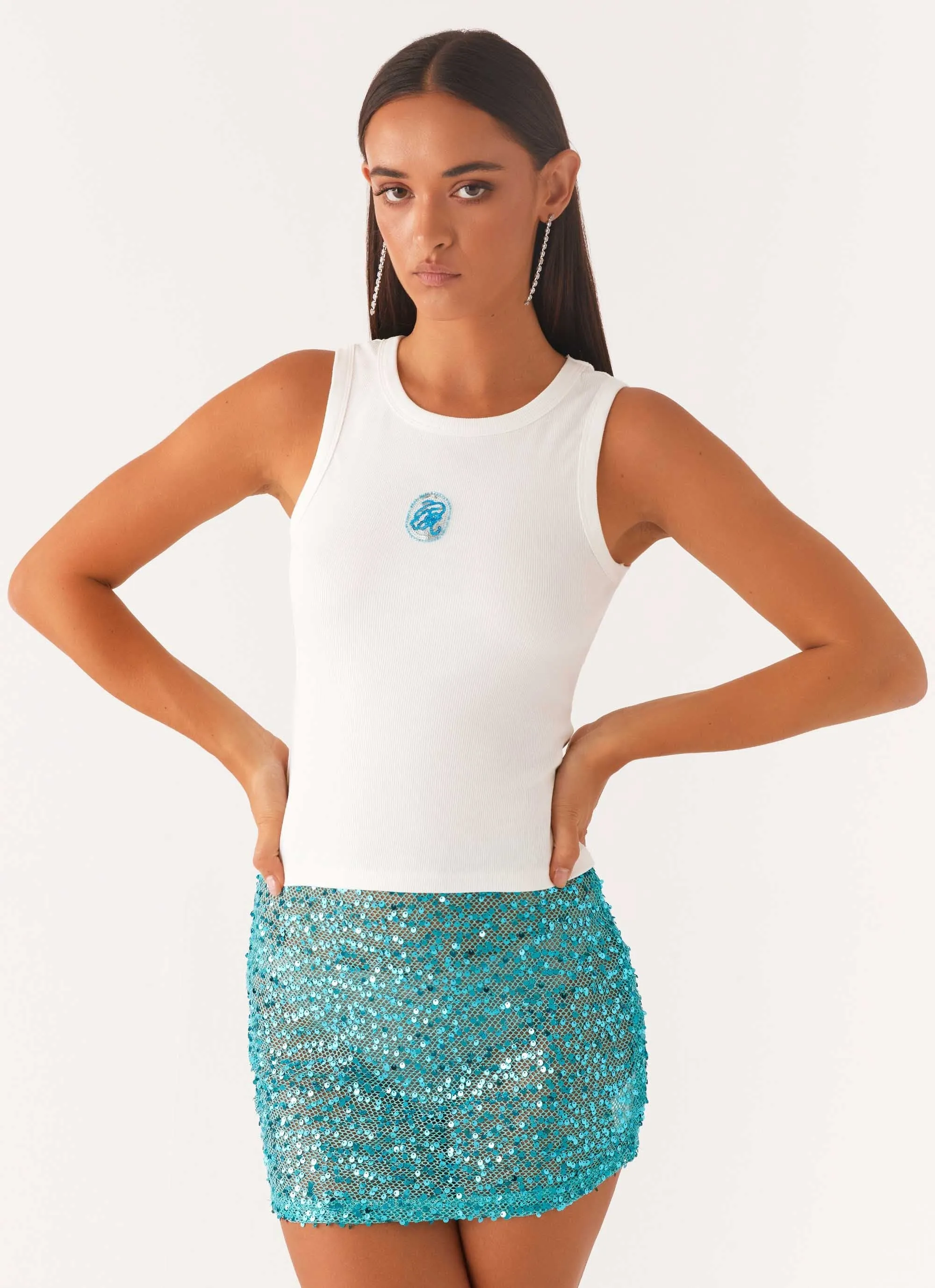 Signature Beaded Logo Tank - White sold by Peppermayo product image thumbnail 5