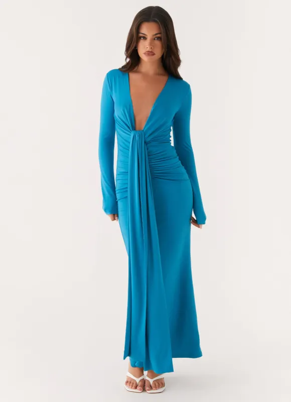Miesha Long Sleeve Maxi Dress - Blue sold by Peppermayo
