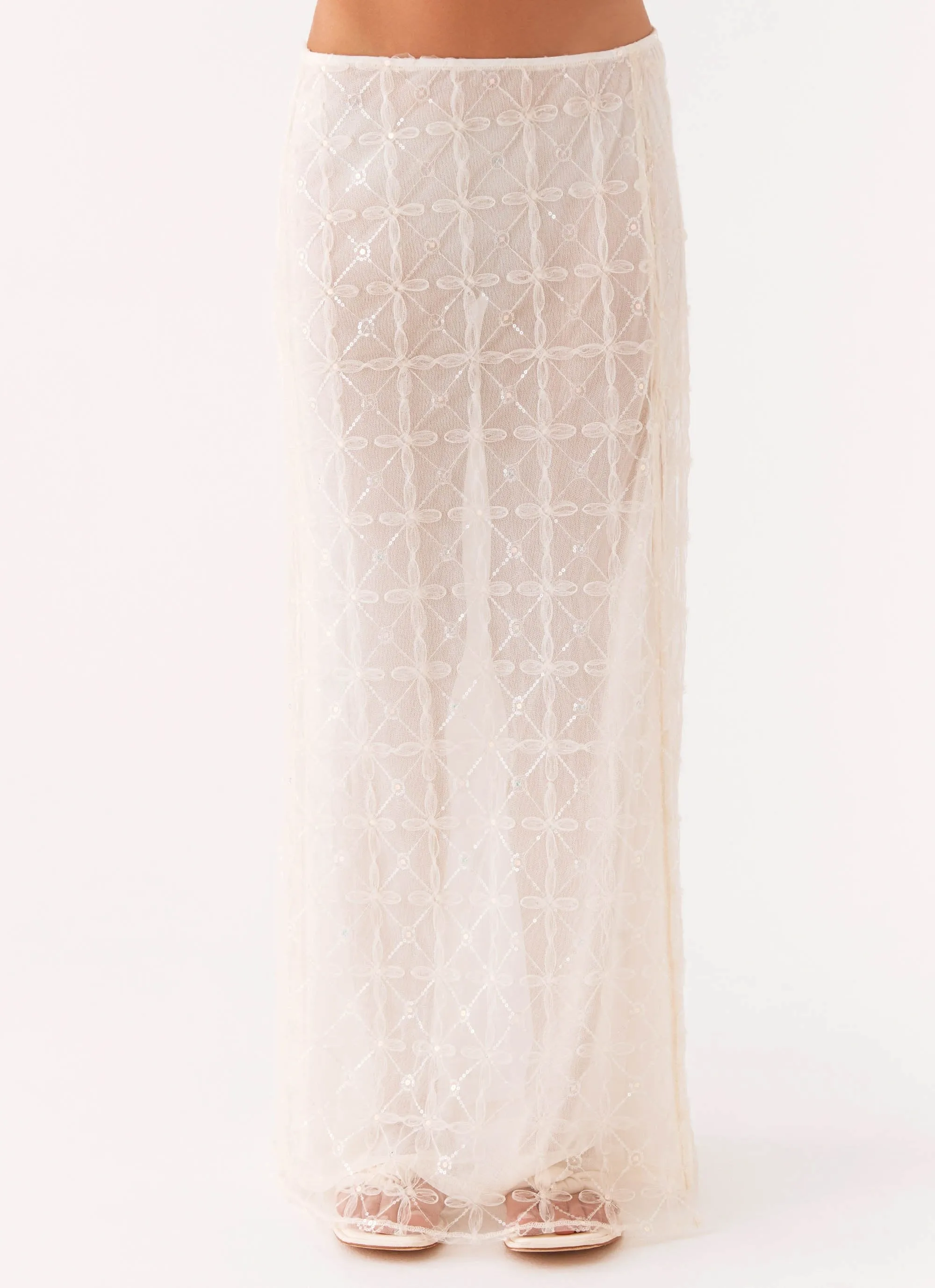 Opal Sequin Maxi Skirt - White sold by Peppermayo product image thumbnail 5